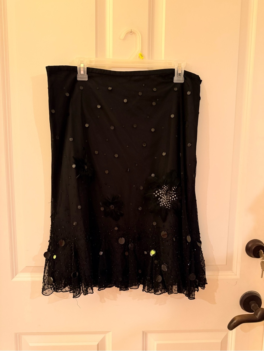 Que New with Tags Black Embellished A-Line Skirt